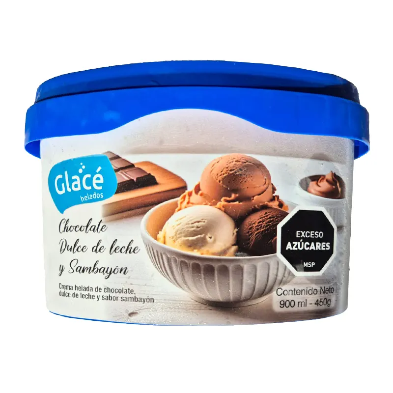 Helado Glacé 900mL Sambayón, Dulce de Leche y Chocolate