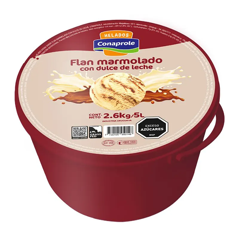 Helado Conaprole 5L Flan Marmolado con Dulce de Leche