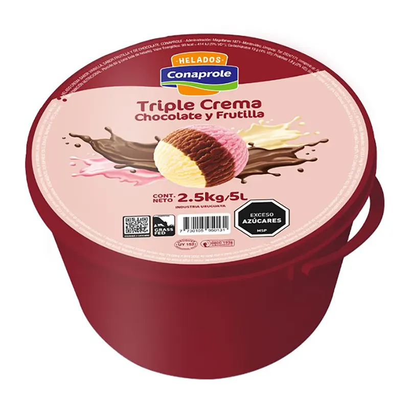 Helado Conaprole 5L Frutilla, Vainilla y Chocolate