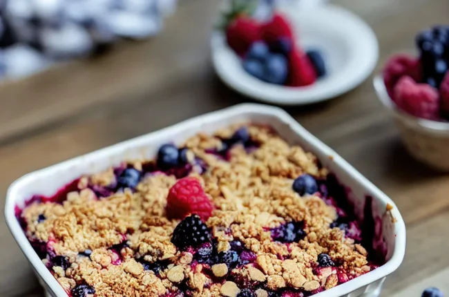 Crumble de frutos rojos fácil y saludable