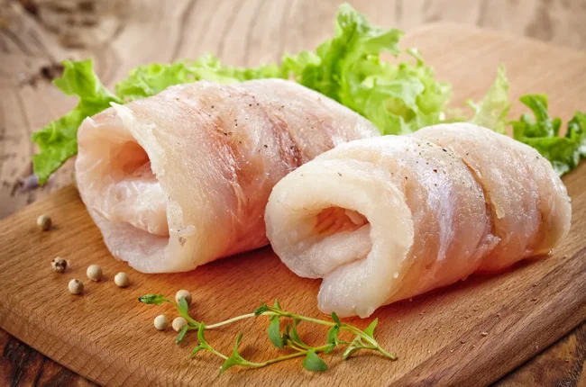 Rollitos cremosos de filet de merluza