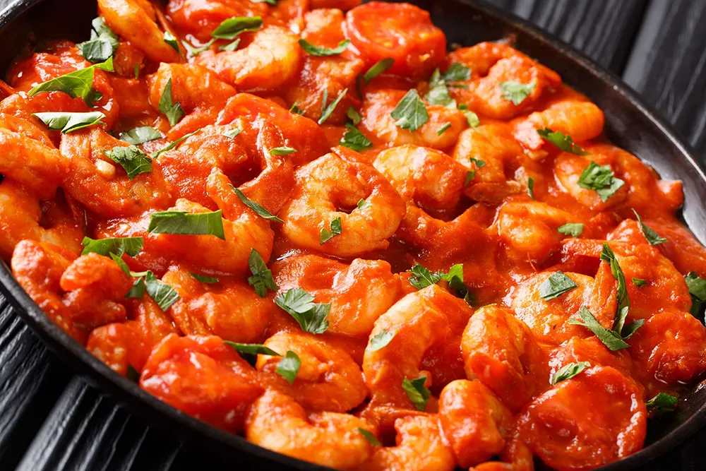Camarones en salsa de tomate